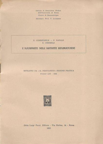 L' azoiprite nell'artrite reumatoide - copertina