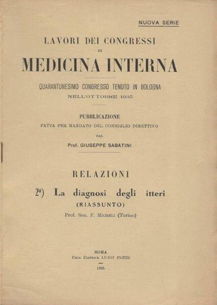 Sistemazione clinica degli itteri (Riassunto) - copertina