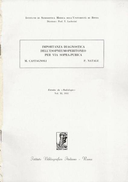 Importanza diagnostica dell'esopneumoperitoneo per via sopra-pubica - copertina