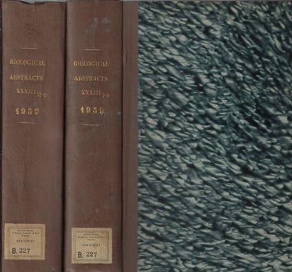 Biological abstracts Vol. 33 N. 7, 8, 9, 10, 11, 12 anno 1959 - copertina