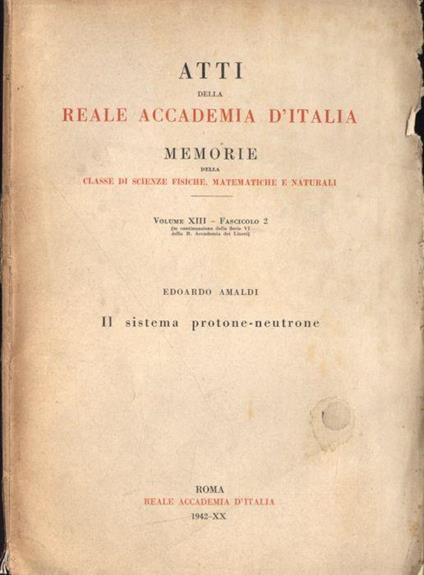 Atti della Reale Accademia d' Italia Vol. XIII Fascicolo 2 - copertina