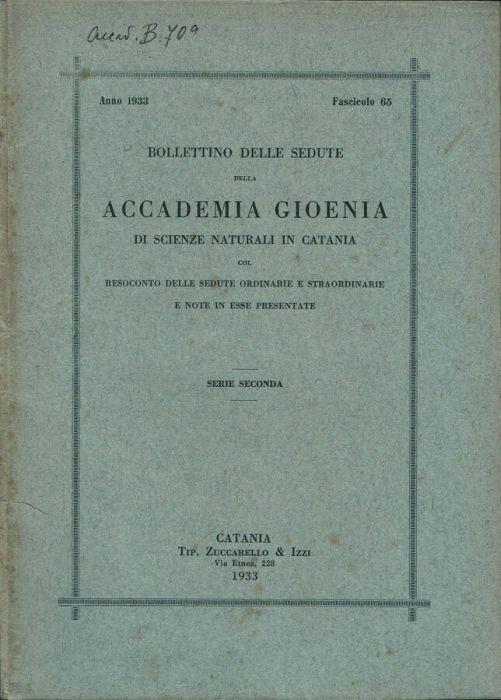 Bollettino delle sedute della Accademia Gioenia - copertina