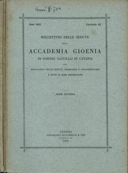 Bollettino delle sedute della Accademia Gioenia - copertina