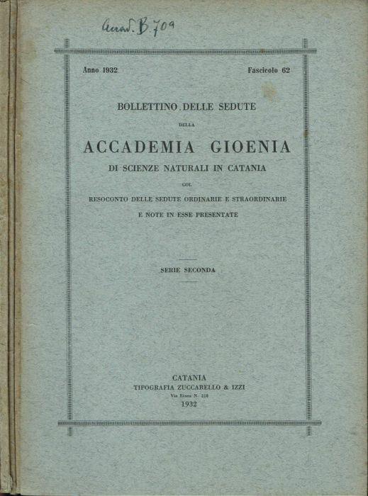 Bollettino delle sedute della Accademia Gioenia - copertina