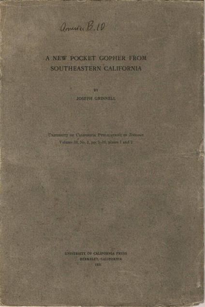 A new pocket gopher from Southeastern California - copertina