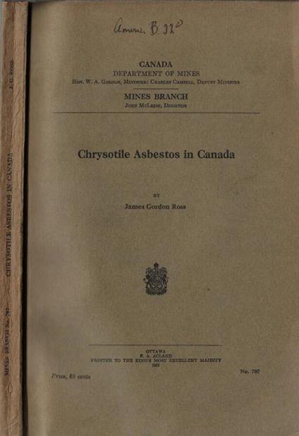 Chrysotile Asbestos in Canada - copertina