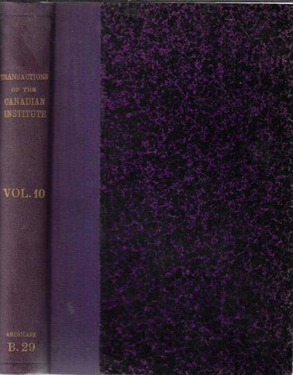 Transactions of the Royal Canadian Institute Volume X part I 1913 - copertina