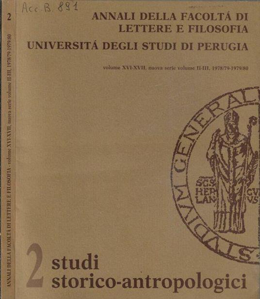 Annali della facoltà di lettere e filosofia Università degli studi di Perugia Volume XVI-XVIII nuova serie volume II-III, 1978/79-1979-80 - Antonio Pieretti - copertina