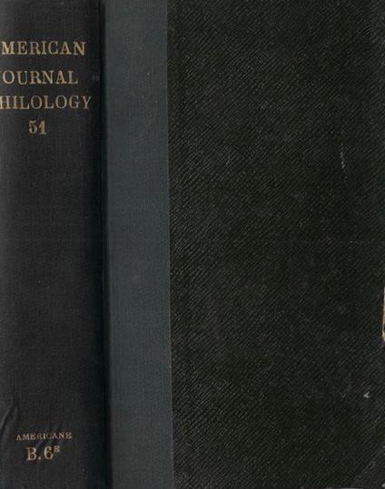 The American journal of philology founded by B. L. Gildersleeve Vol LI 1930 - copertina
