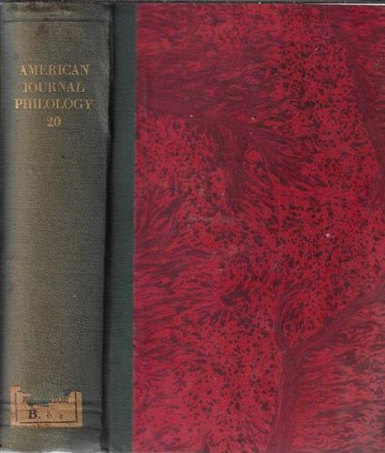 The american journal of philology Vol XX 1899 - copertina