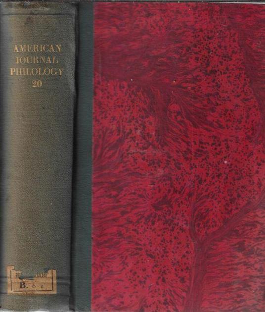 The american journal of philology Vol XX 1899 - copertina