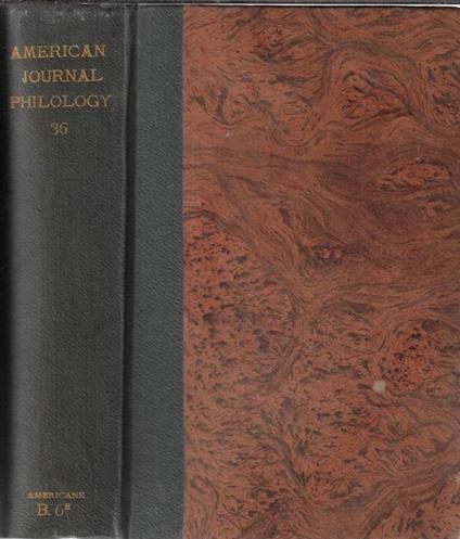 The american journal of philology Vol. XXXVI 1915 - copertina