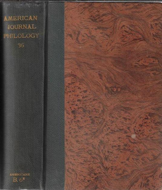 The american journal of philology Vol. XXXVI 1915 - copertina