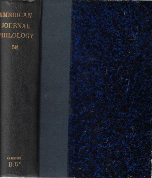American journal of philology Vol LVIII 1937 - copertina