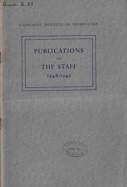 Publication of the staff 1948-1949 - copertina