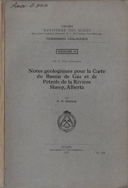 Notes géologiques pour la Carte du Bassin de Gaz et de Pétrole de la Rivière Sheep, Alberta - copertina