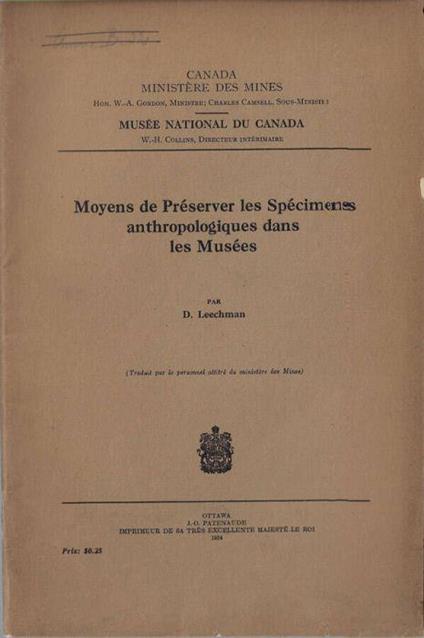 Moyens de Préserver les scécimens anthropologiques dans les Musées - copertina