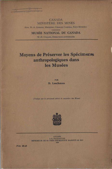Moyens de Préserver les scécimens anthropologiques dans les Musées - copertina