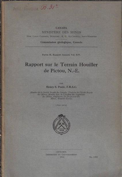 Rapport sur le terrain houiller de Pictou, N. - E - copertina