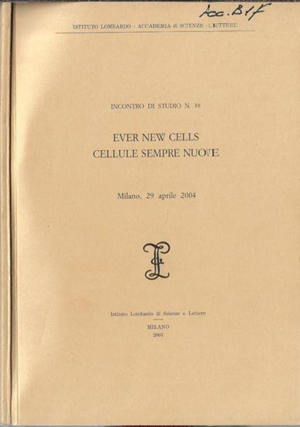 Ever new cells cellule sempre nuove - copertina