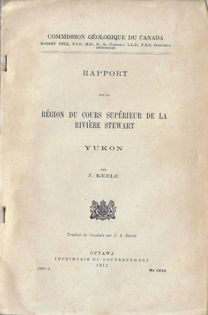 Rapport sur la région du cours supérieur de la rivière Stewart Yukon - copertina