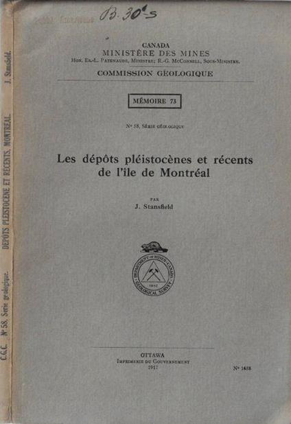 Les dépots pléistocènes et récents de l'ile de Montréal - copertina