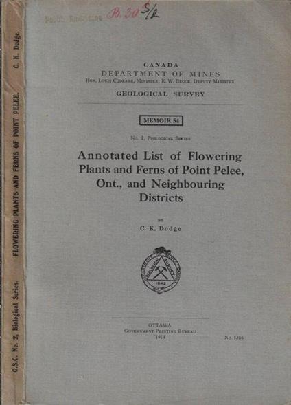 Annotated list of flowering plants and ferns of point pelee, Ont., and Neighbouring Districts - copertina