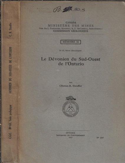 Le dévonien du Sud-Ouest de l'Ontario - copertina