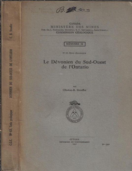 Le dévonien du Sud-Ouest de l'Ontario - copertina