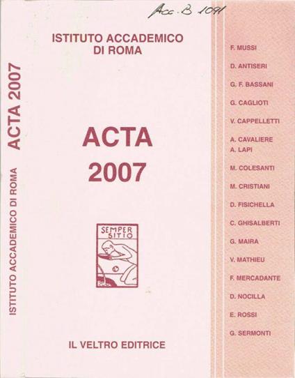 Acta 2007 - copertina