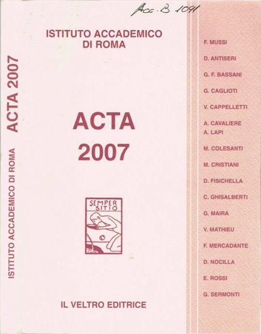 Acta 2007 - copertina