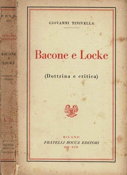 Bacone e Locke - Giovanni Tinivella - copertina