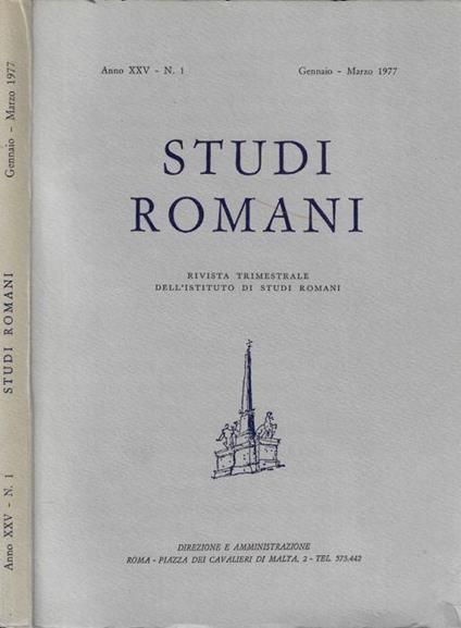 Studi romani n. 1 Anno 1977 - copertina