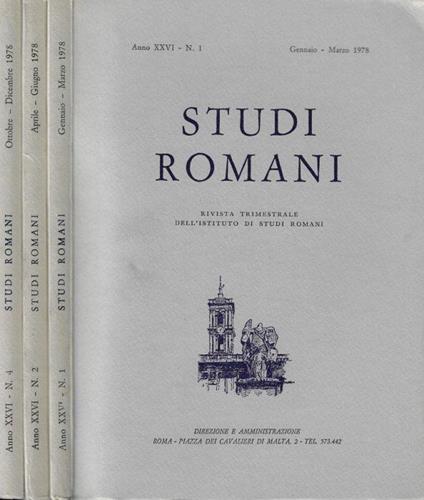 Studi romani n. 1-2-4 Anno 1978 - copertina