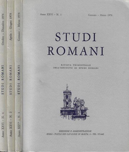 Studi romani n. 1-2-4 Anno 1978 - copertina