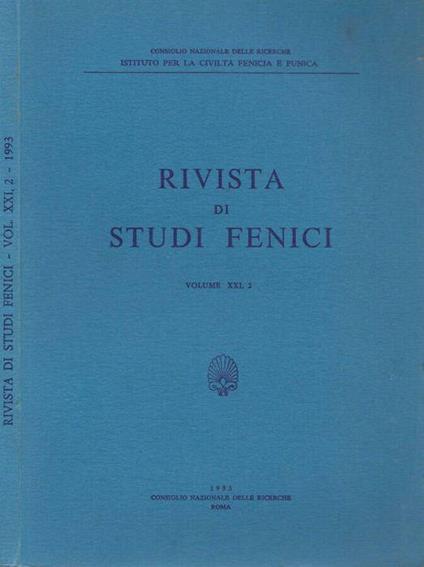Rivista di studi Fenici Vol.XXI supplememto 1993 - copertina