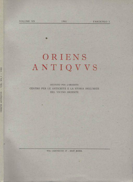 Oriens Antiquus Volume XX 1981 fascicolo 1 - copertina