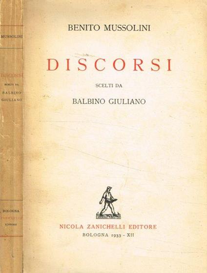 Discorsi - Benito Mussolini - copertina