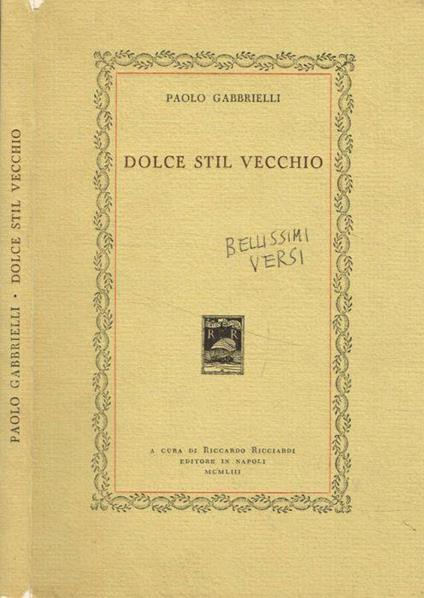 Dolce stil vecchio - Paolo Gabrieli - copertina