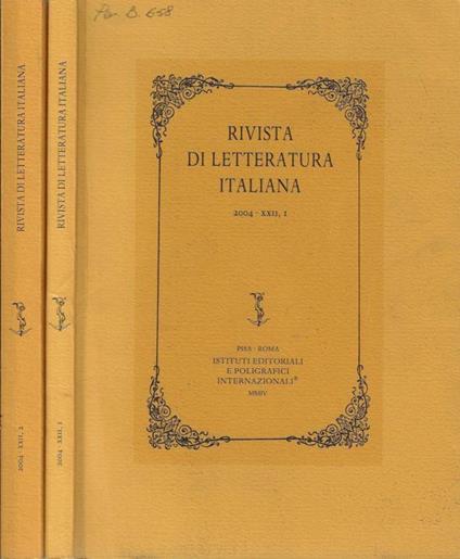 Rivista di letteratura italiana 2004 XXII N. 1, 2 - copertina