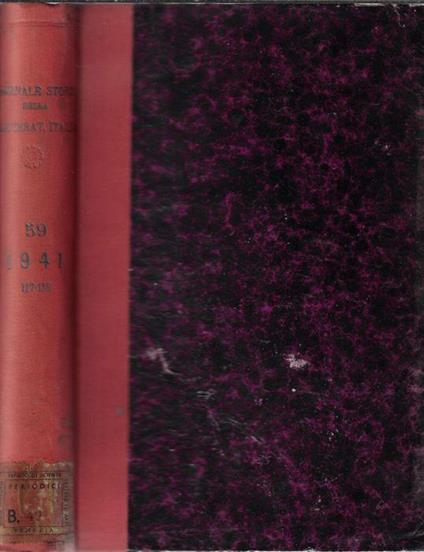 Giornale storico della letteratura italiana Volume CXVII - CXVIII 1941 - copertina