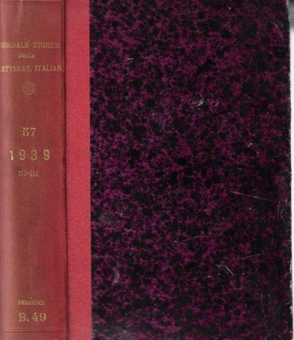 Giornale storico della letteratura italiana Volume CXIII - CXIV 1939 - copertina
