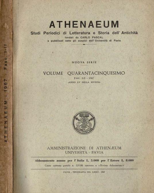 Athenaeum - 1967 - copertina