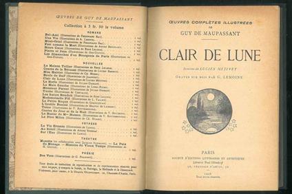 Ouvres completes illustrees - Clair de lune. Dessins de Lucien Metivet, graves sur bois par G. Lemoine - Guy de Maupassant - copertina