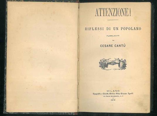 Attenzione! Riflessi di un popolano - Cesare Cantù - copertina