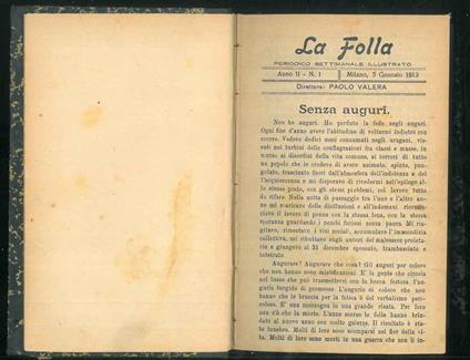 La Folla. Periodico settimanale illustrato. Anno I n. 2 Anno II dal n.3 al n.5 dal n. 7 al n. 8 Anno II dal n. 10 al n. 50. In totale 46 fascicoli - Paolo Valera - copertina