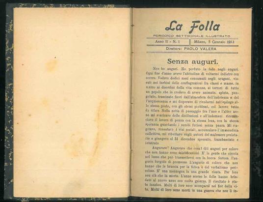 La Folla. Periodico settimanale illustrato. Anno I n. 2 Anno II dal n.3 al n.5 dal n. 7 al n. 8 Anno II dal n. 10 al n. 50. In totale 46 fascicoli - Paolo Valera - copertina