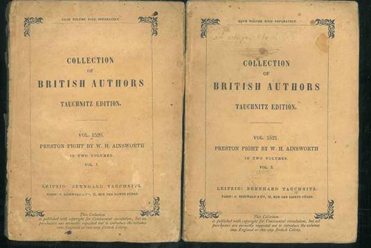 Preston Fight or the insurrection of 1715. A tale. In two volumes - William Harrison Ainsworth - copertina