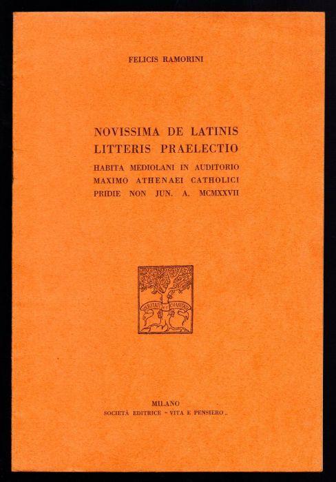 Novissima de Latinis litteris praelectio - Felice Ramorino - copertina