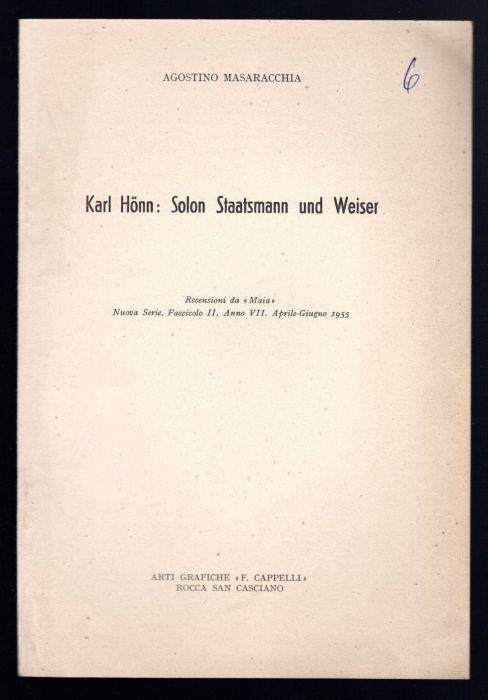 Karl Honn: Solon Staatsmann und Weiser - Agostino Masaracchia - copertina